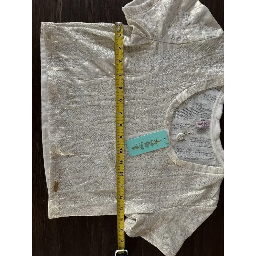 Luli Fama Top Cover Up Womens Small OPALESCENCE Crop Beige Gold Beach Pool NWT